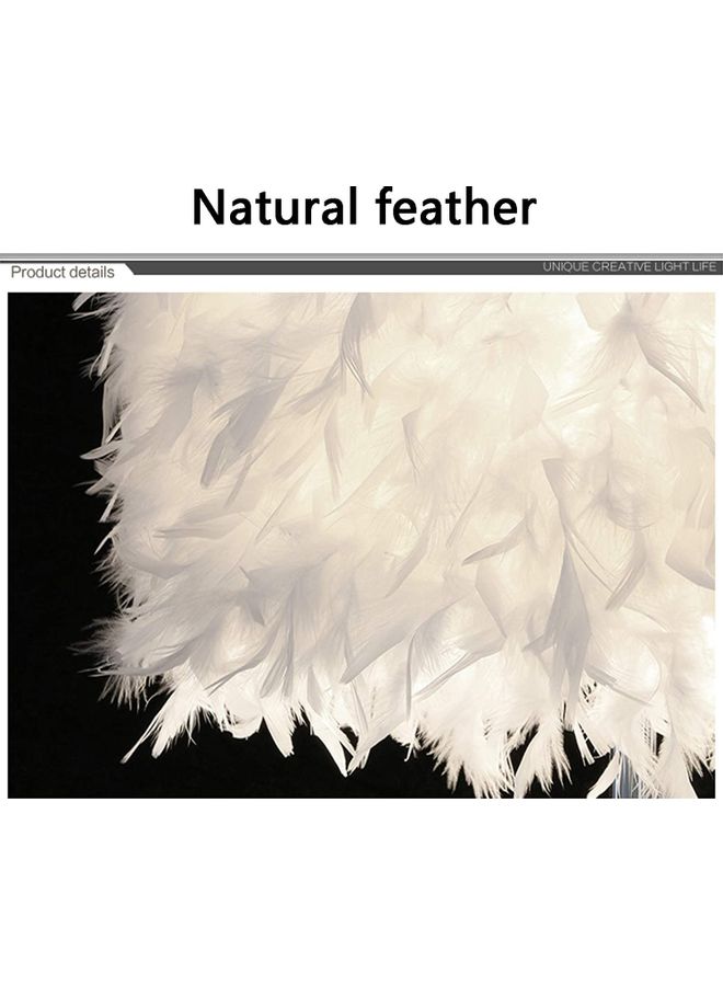 Portable Modern Style Antique Designed Decorative Table Lamp With Feather Lampshade White/Gold 21x28cm - Image 2