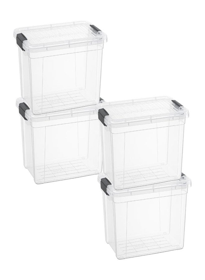 Superio Clear Storage Bins with Lids, Stackable Deep Storage Boxes with Latches and Handles, Extra Small, 4 Pack, Deep Containers for Home, Garage, and Kitchen - Image 1