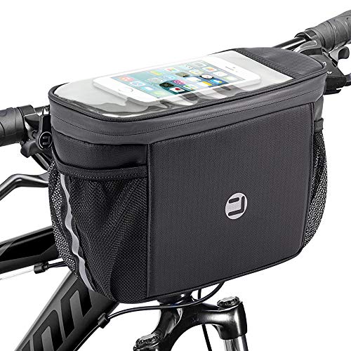 WOTOW Bike Handlebar Insulated Bag, Bike Front Phone Bag Cooler Storage Pouch With TPU Touch Screen Insulation Bicycle Frame Bag Strap On Cycling Accessories for Outdoor Hiking Travel Assistants - Image 1