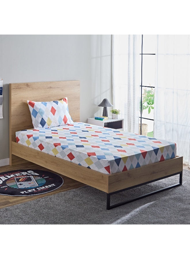 Home Box Nora 2-Piece Single Plaid Microfibre Flat Sheet Set 160 x 240 cm - Image 1