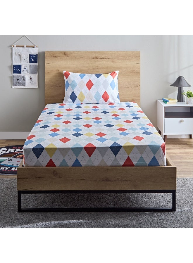 Home Box Nora 2-Piece Single Plaid Microfibre Flat Sheet Set 160 x 240 cm - Image 2