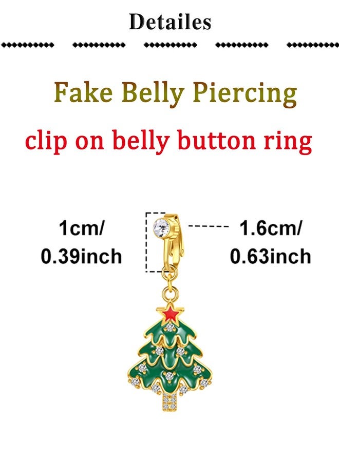 QWALIT حلقات سرة مزيفة من QWALIT، حلقات سرة مزيفة قابلة للتعديل، لون ذهبي أحمر، لطيفة ورقيقة ومريحة، مجوهرات سرة مزيفة بدون ثقب، مجوهرات جسم مزيفة للنساء، هدية عيد الميلاد - Image 3