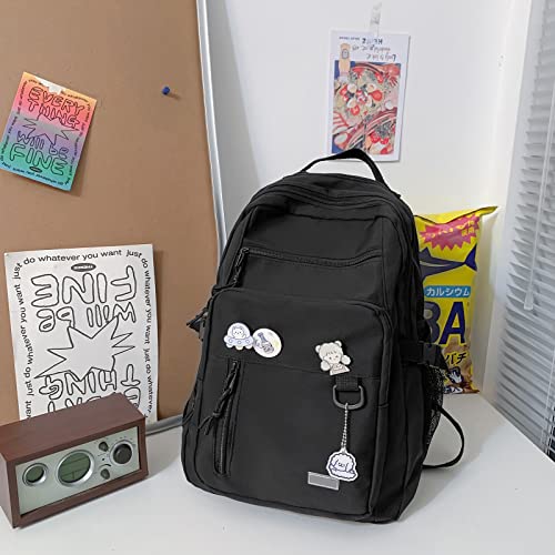GAXOS Cute Aesthetic Backpack for School Middle Student Travel Pink Backpack Teens Girls Bear Pin Book Bags - Image 3