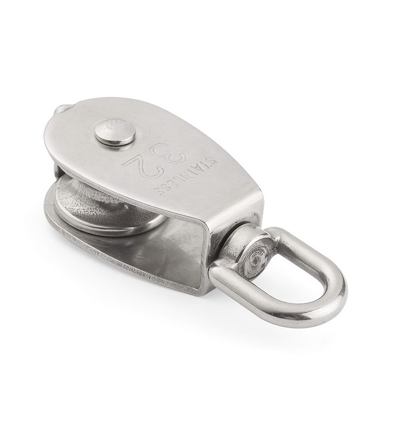 2 Pcs M32 Stainless Steel Single Pulley Roller Free Rotation Easy Operation Low Friction Rope Pulley Block - Image 1