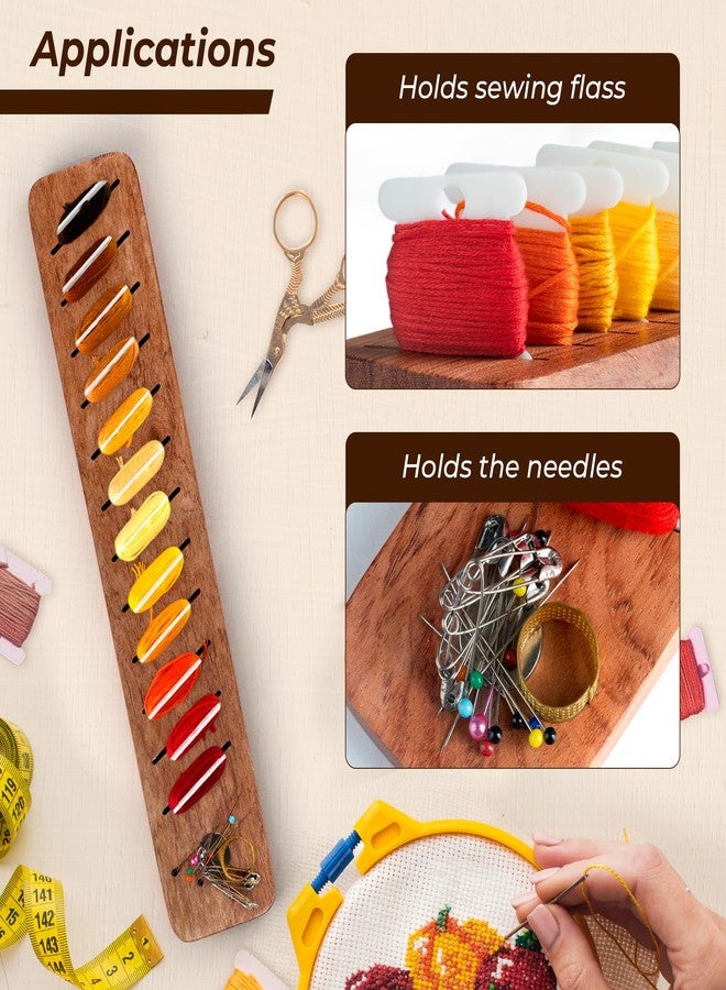 Savina Hardwood Bobbin Rack Organizer, 12-Slot Magnetic Spool Holder for Embroidery Floss, Sewing Thread Boards, Cross Stitch Storage (Wooden Thread Organizer ONLY) - Image 2