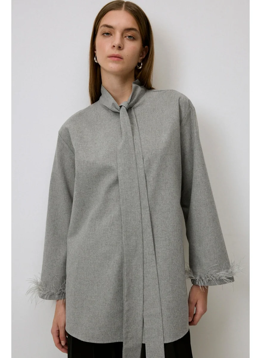 تاتشي Feather Detailed Melange Tunic