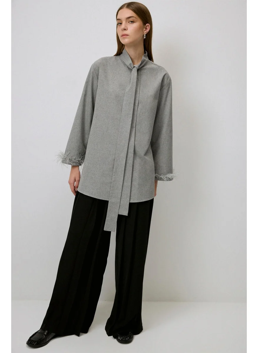 تاتشي Feather Detailed Melange Tunic