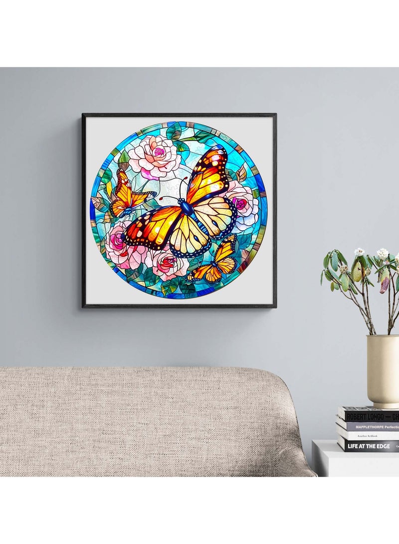 جالادون 200 قطعة من أحجيات الصور المقطوعة للكبار والصغار والمراهقين، أحجيات خشبية، ألعاب تعليمية لتخفيف التوتر، هدايا رمضانية فريدة، ديكورات منزلية على الطراز الطبيعي، نمط الفراشة في الزهور - Image 2