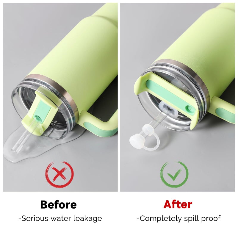 HOMDSG Silicone Spill Stopper Set of 3, Compatible with Stanley Cup 40oz/ 30oz, Tumbler Accessories, Including 2 Straw Cover Cap, 2 Square Spill Stopper and 2 Round Leak Stopper - Image 2