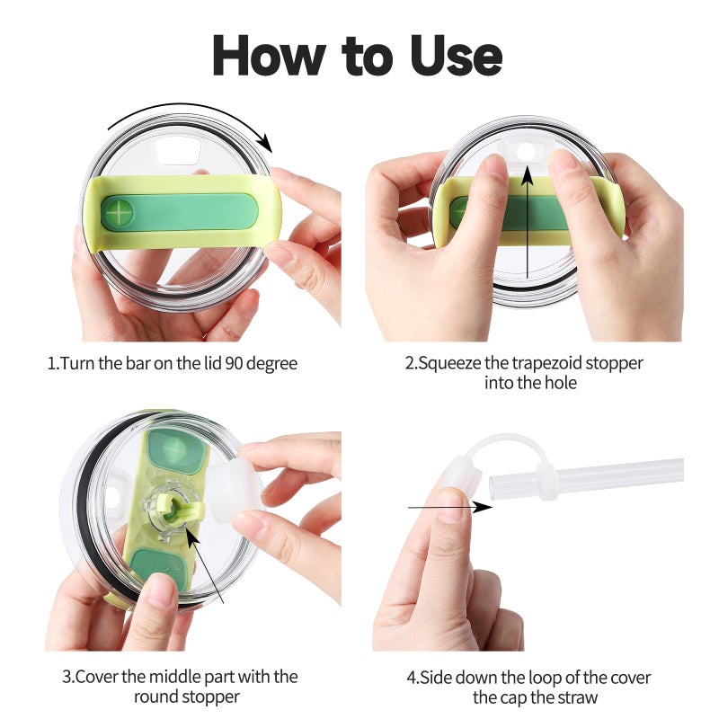 HOMDSG Silicone Spill Stopper Set of 3, Compatible with Stanley Cup 40oz/ 30oz, Tumbler Accessories, Including 2 Straw Cover Cap, 2 Square Spill Stopper and 2 Round Leak Stopper - Image 4