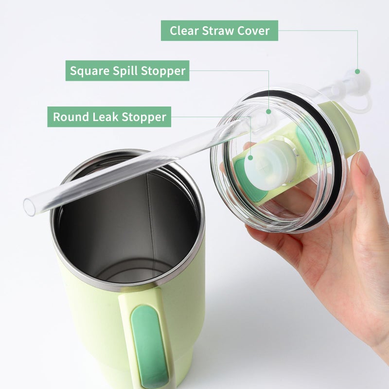 HOMDSG Silicone Spill Stopper Set of 3, Compatible with Stanley Cup 40oz/ 30oz, Tumbler Accessories, Including 2 Straw Cover Cap, 2 Square Spill Stopper and 2 Round Leak Stopper - Image 3