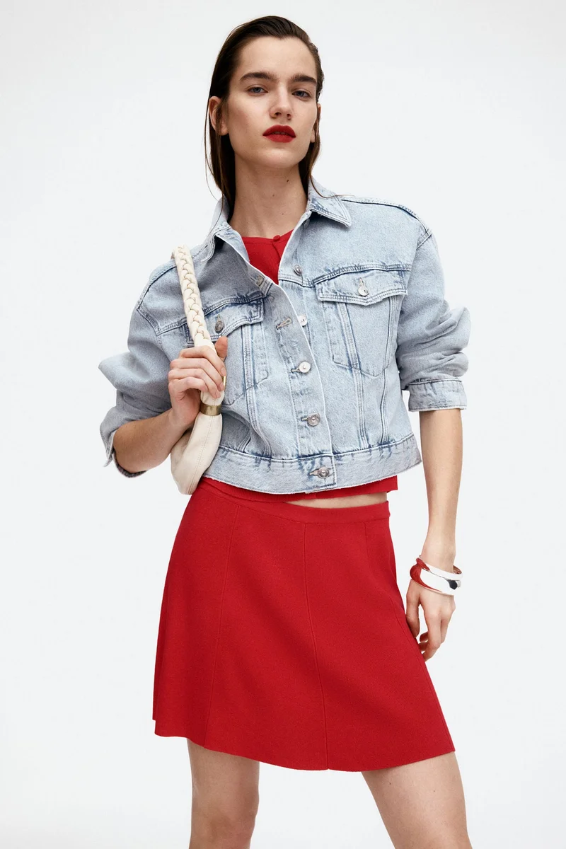 اتش اند ام Flared fine-knit skirt