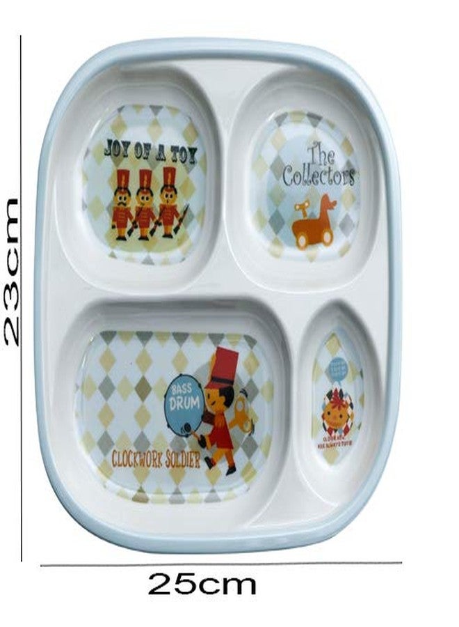 ZIDO (Pack of 2 Exclusive Melamine A-Grade Quality Square Partition Plate with Attractive Kids Loving Design Model Awesome Blue and Bass Drum Soldier - Image 4