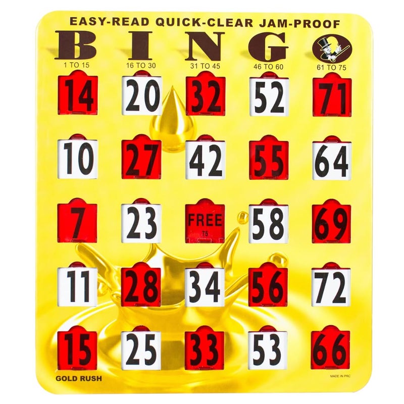 MR CHIPS JamProof EasyRead QuickClear Large Print Fingertip Slide Bingo Cards with Sliding Windows 10 Pack in Gold Rush Style - Image 3