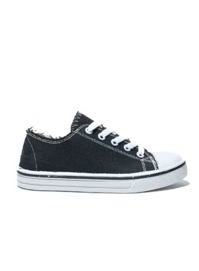 Desert Basic Lace-Up Knit Flat Sneakers For Kids - Image 1