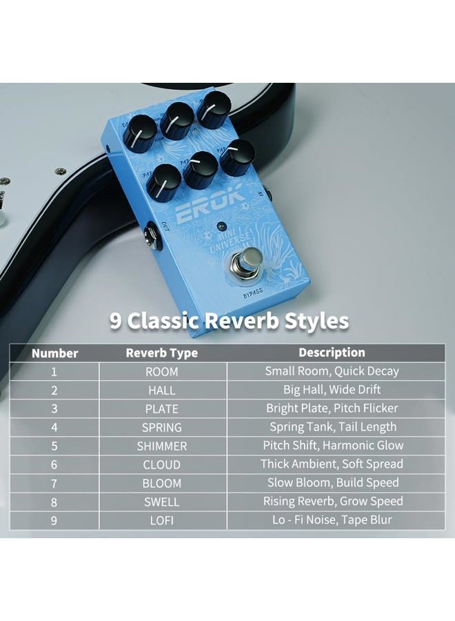 EROK Mini Universe Reverb Pedal 9 Reverb Effects Room/Shimmer/Lofi/Spring Reveb Effect Pedals Electric Guitar Pedal - Image 3