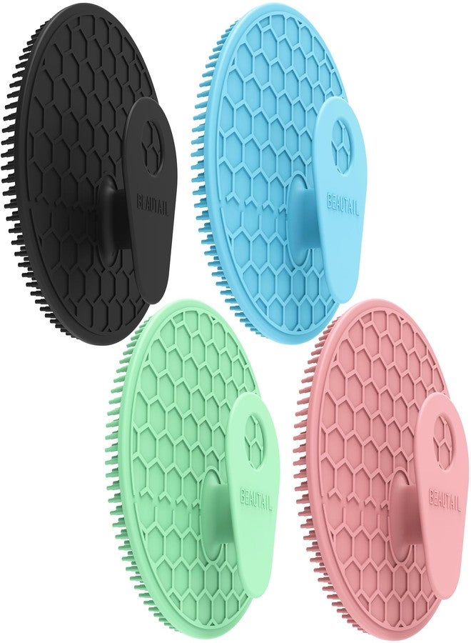 BEAUTAIL Silicone Body Scrubber 4 Pack, BEAUTAIL Shower Bath Scrubber, Gentle Exfoliating Brush for Women Men Sensitive Skin, More Hygienic Than Traditional Loofah, Long Lasting (Black+Blue+Pink+Green) - Image 1