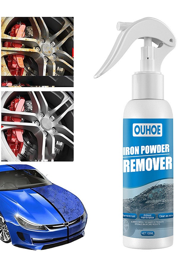OUHOE Iron Powder Rust Remover Spray, Car Rust Removal Spray, Metal Surface Chrome Paint Car Cleaning, Multi-Purpose Car Rust Remover Spray, Car Wheel Rust Remover, For Rust Removal Of Various Metals, 100ML - Image 1