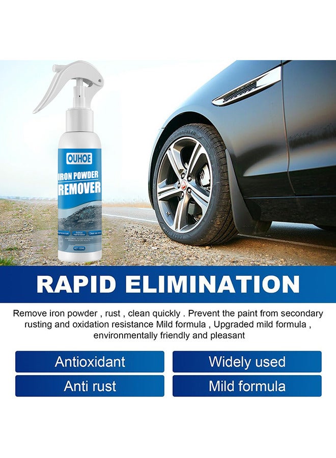 OUHOE Iron Powder Rust Remover Spray, Car Rust Removal Spray, Metal Surface Chrome Paint Car Cleaning, Multi-Purpose Car Rust Remover Spray, Car Wheel Rust Remover, For Rust Removal Of Various Metals, 100ML - Image 2