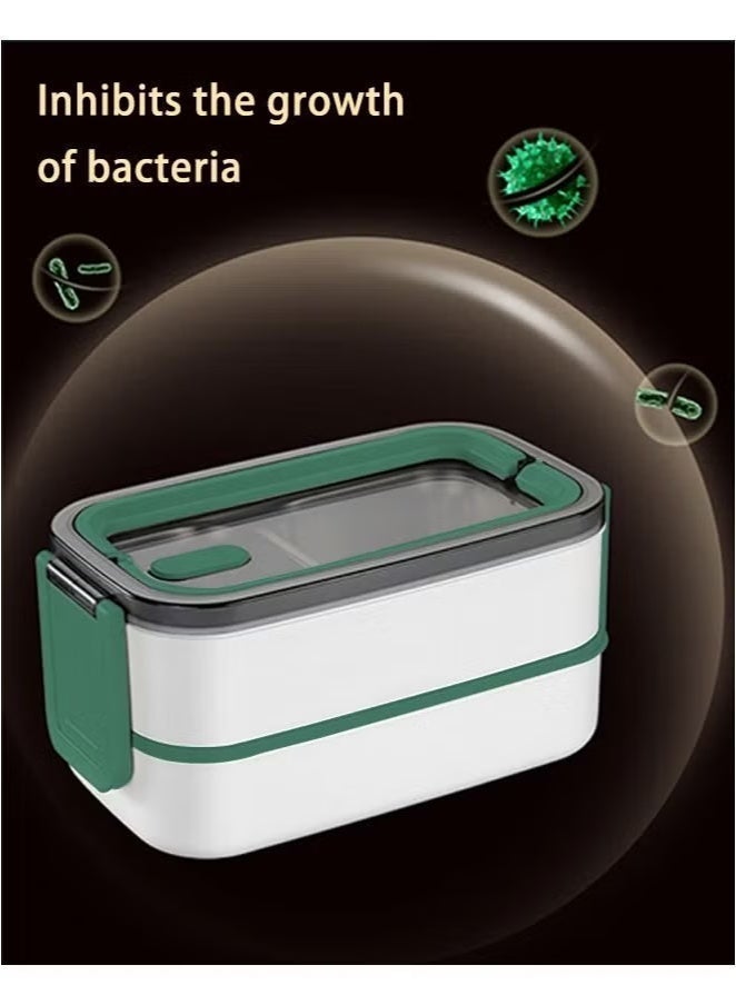 Saudi Select Tableware Bento Box, Microwave Oven Heating, Heat Preservation, Double-layer Plastic Lunch Box, Food Grade Portable Student Lunch Box Multicolour ABS ‎21.5 x 11.5 x 10.5 cm - Image 3