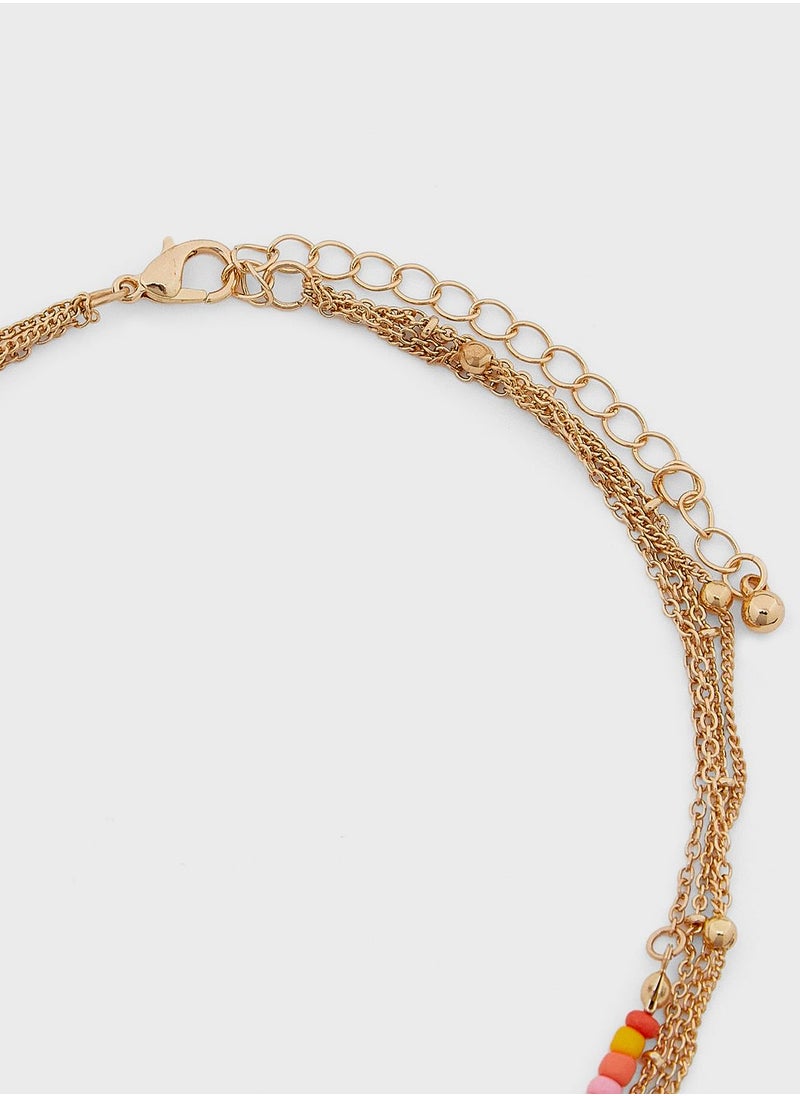 Ginger - Floral Pendant Beaded Layered Necklace - Image 1