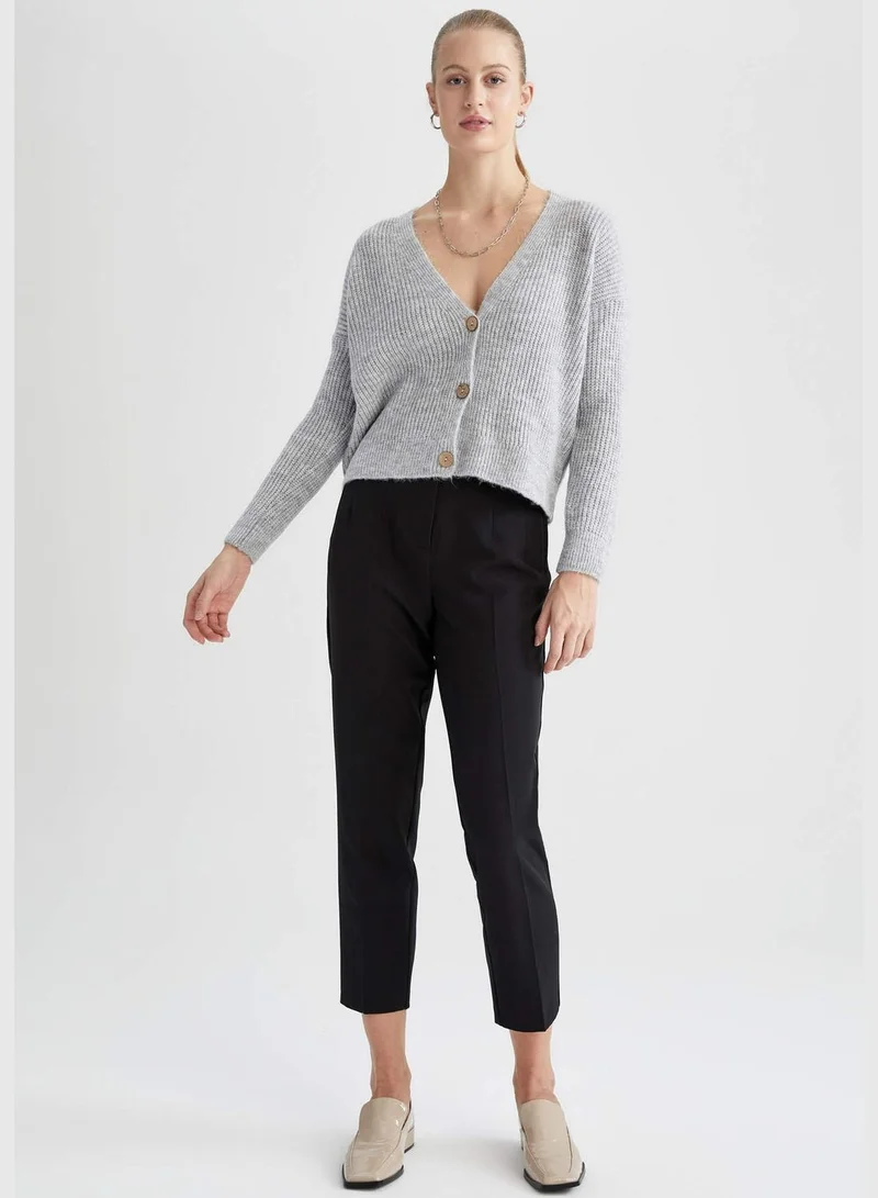 DeFacto Woman V Neck Long Sleeve Tricot Cardigan