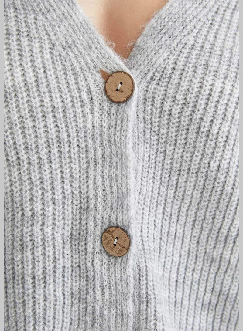 DeFacto Woman V Neck Long Sleeve Tricot Cardigan