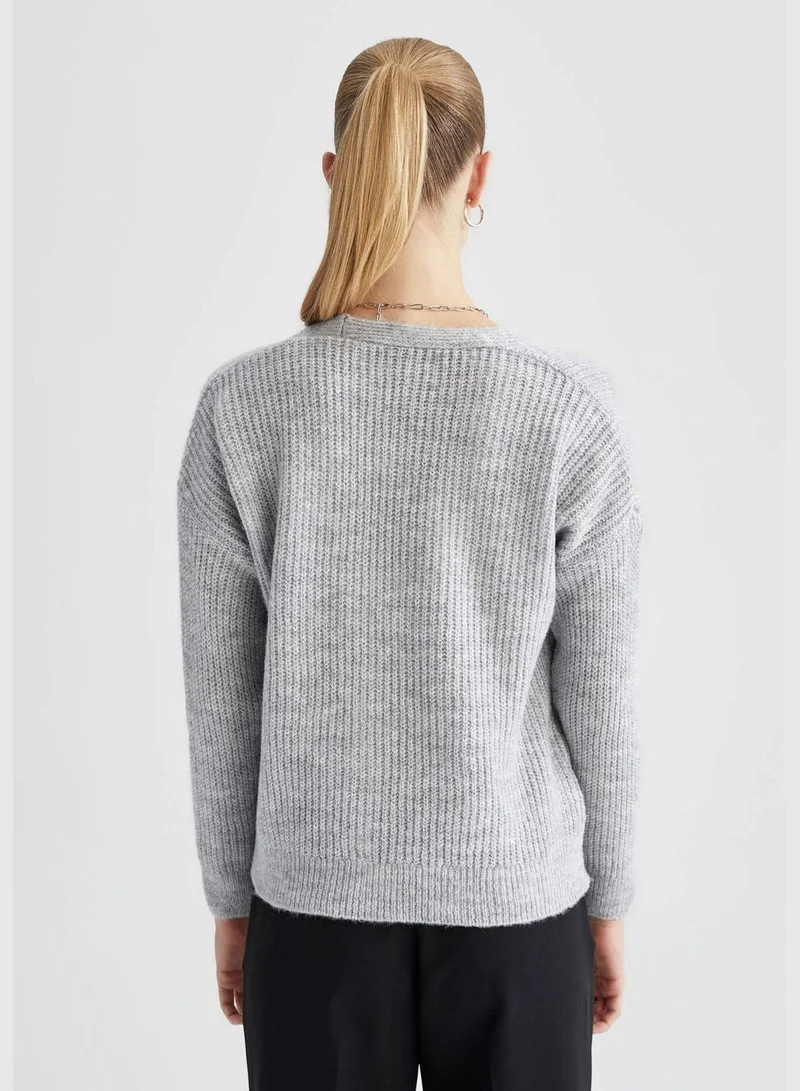 DeFacto Woman V Neck Long Sleeve Tricot Cardigan
