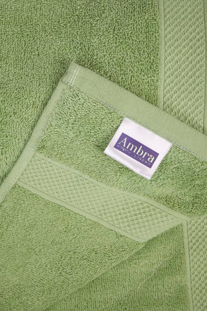 Ambra Linens 500 GSM Highly Absorbent 6 Pc Bath Towels Set, 100% Cotton, Soft and Plush, All Seasons Use, Extra Large, Everyday Use, Durable (Solid Green) - Image 5