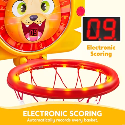 SYNCFUN Mini Basketball Hoop LED Scoring Indoor Hoop with 2 Balls Indoor Adjustable Height Basketball Hoop SpaceSaving Christmas Birthday Gifts Toy for Boy Girl Over 18 Months - Image 5