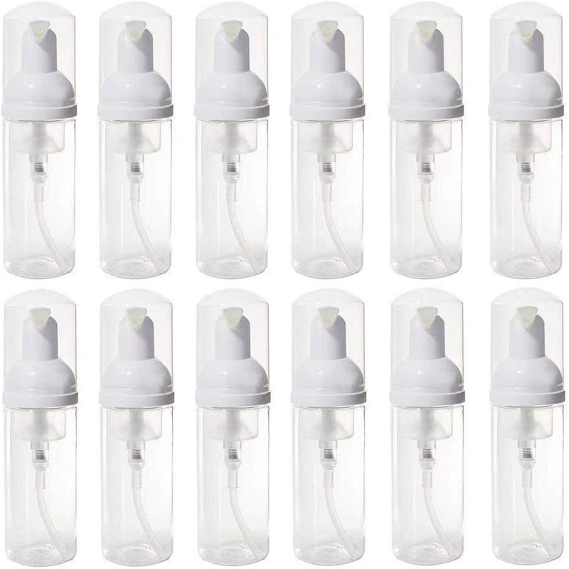 VEIDIA 12 Pcs Empty Bottle Travel Soap Bottle | Plastic Foam Dispenser Bottle | Mini Foaming Soap Pump Dispenser for Cleaning, Travel, Cosmetics Packaging (2 oz) - Image 1