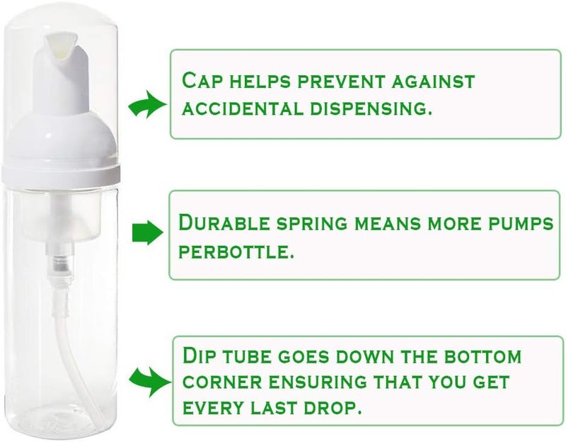 VEIDIA 12 Pcs Empty Bottle Travel Soap Bottle | Plastic Foam Dispenser Bottle | Mini Foaming Soap Pump Dispenser for Cleaning, Travel, Cosmetics Packaging (2 oz) - Image 2