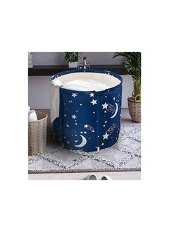 HotsUAE Foldable Bathtub Free Standing Soaking Shower Bath Tub Plastic Bathing Tub for Shower Stall, Thickening with Thermal Foam to Keep Temperature, Swimming Printed, Easy to install, Blue  - Image 2