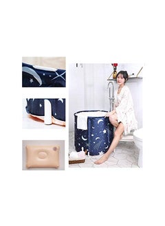 HotsUAE Foldable Bathtub Free Standing Soaking Shower Bath Tub Plastic Bathing Tub for Shower Stall, Thickening with Thermal Foam to Keep Temperature, Swimming Printed, Easy to install, Blue  - Image 3