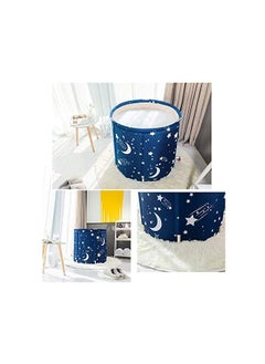 HotsUAE Foldable Bathtub Free Standing Soaking Shower Bath Tub Plastic Bathing Tub for Shower Stall, Thickening with Thermal Foam to Keep Temperature, Swimming Printed, Easy to install, Blue  - Image 4