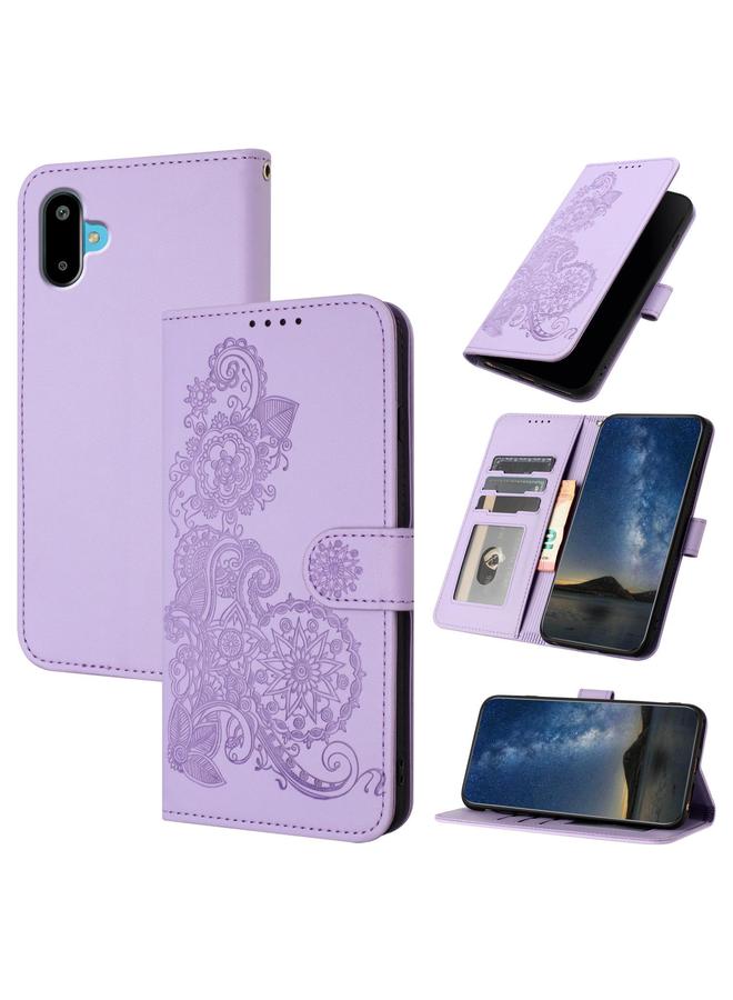 S-TOP Case For Samsung Galaxy F06 5G / M06 5G Datura Flower Embossed Flip Leather Phone Case - Image 1