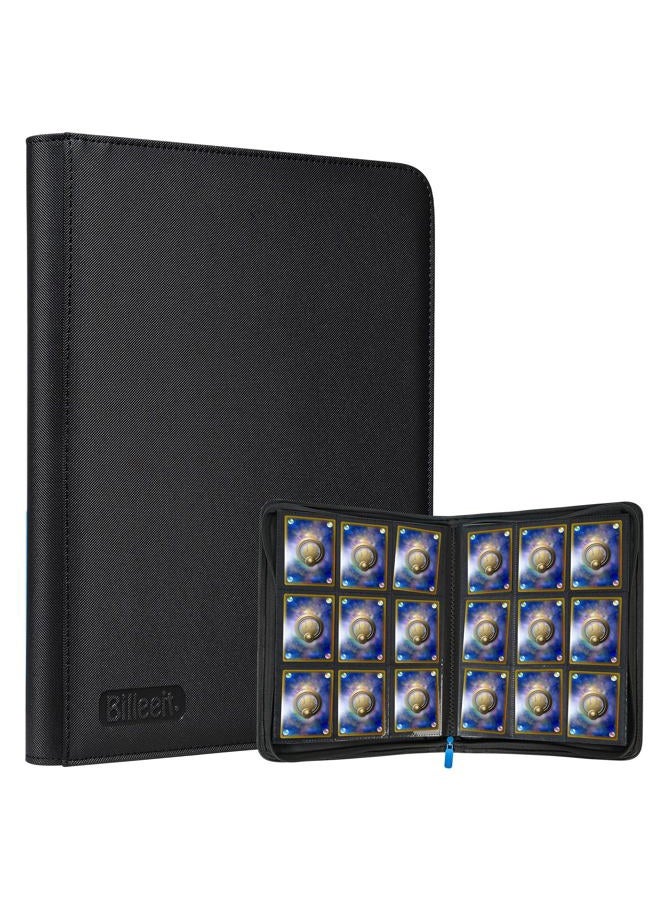 Billeeit Premium Zipper Trading Card Binder Compatible with Sport Card, 9 Pocket 540 Side-Loading Slots Card Album Holder, Ringless Game Trading Card Protective Organize Folder, BLACK - Image 1