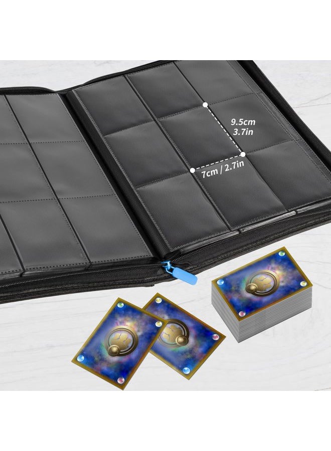 Billeeit Premium Zipper Trading Card Binder Compatible with Sport Card, 9 Pocket 540 Side-Loading Slots Card Album Holder, Ringless Game Trading Card Protective Organize Folder, BLACK - Image 4