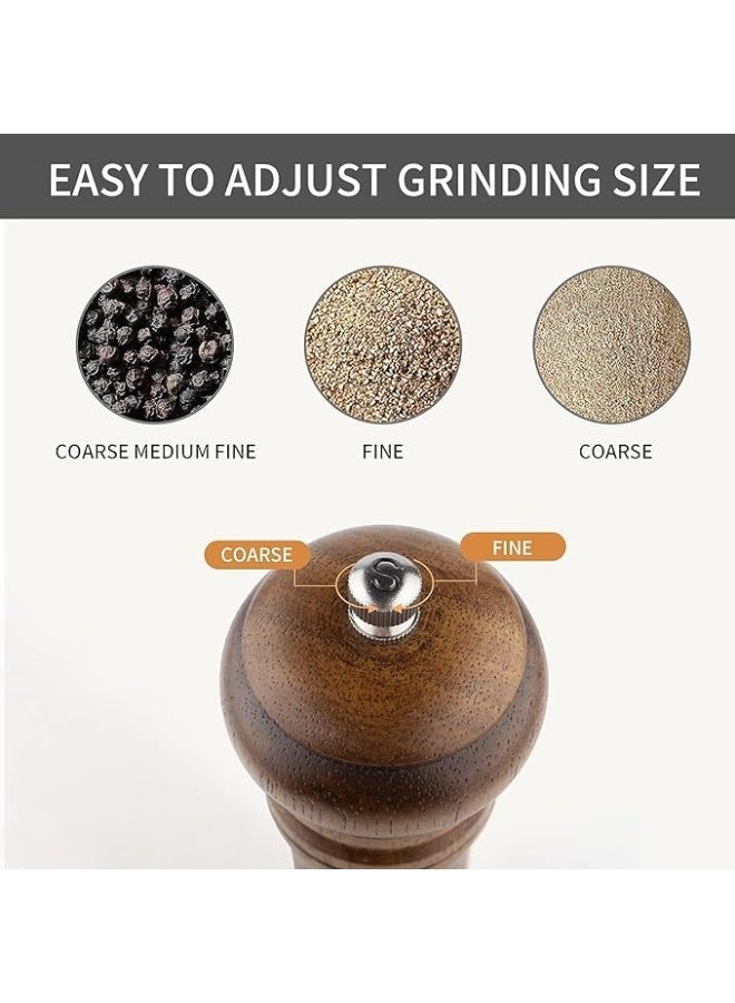 Pack of 2 Wood Pepper Grinder Set, 10 Inch Salt Mill And Pepper Grinder Set, Pepper Mill, Salt Shakers with Adjustable Ceramic Rotor, Oak Wood Pepper Grinder And Salt Mill, for Your Kitchen - Image 4