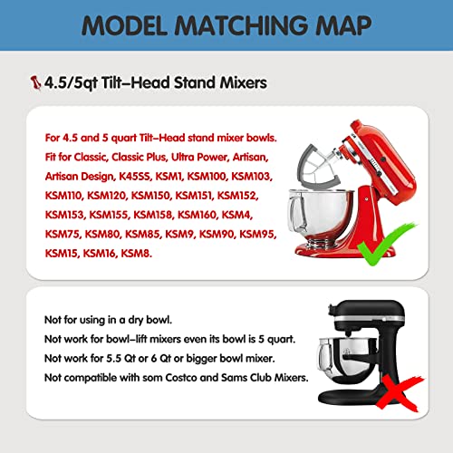 Moloudan Flex Edge Beater For KitchenAid 4.5-5 Quart Tilt-Head Stand Mixers, Non-Stick Coated Blade Beater with Both-Sides Flexible Silicone Edges Bowl Scraper, Mixer Accessories Paddle Attachment - Image 4