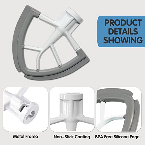 Moloudan Flex Edge Beater For KitchenAid 4.5-5 Quart Tilt-Head Stand Mixers, Non-Stick Coated Blade Beater with Both-Sides Flexible Silicone Edges Bowl Scraper, Mixer Accessories Paddle Attachment - Image 2
