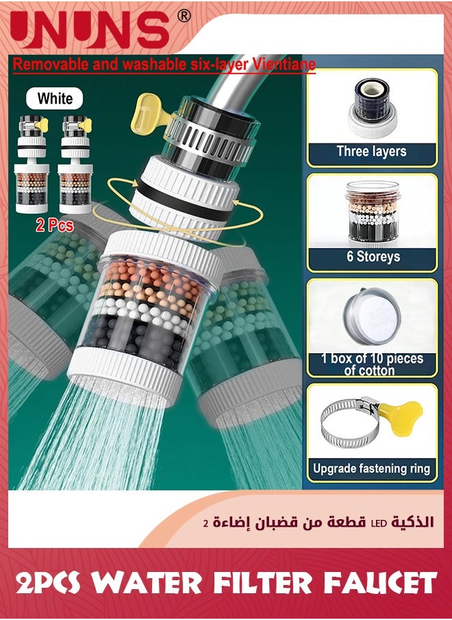UNUNS - 2PCS Water Filter Faucet,Water Filter Visible Filtering Effect 6-fold Filtration,Kitchen Bathroom Universal Swivel Sink Filter With 10pcs Filter Cotton,Detachable For Cleaning And Reuse,Green - Image 1