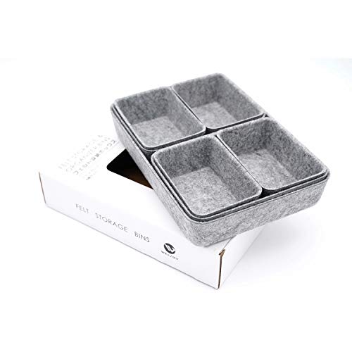 Welaxy Office drawer organizers trays felt storage bin organize dividers Box Dorm Home for stationery craft junk sorting 7-piece sleek minimalist lifestyle (gray) - Image 1