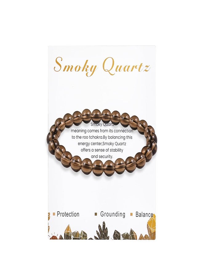 أساور بينغيونغ تشانغ من أحجار الكريستال العلاجية للنساء والرجال، لتخفيف التوتر والقلق، مناسبة لليوغا، أساور من الأحجار الكريمة شبه الثمينة، هدايا علاجية لأعياد الميلاد والصداقة - كوارتز مدخن