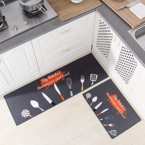 HOMESHOPPER 2 Piece Kitchen Mat Machine Washable NonSlip Bath Mat Doormat Kitchen Floor Mat AntiSkid Washable Mat in Kitchen Floor Mat Runner40x120 40x60cm Gray Kitchen