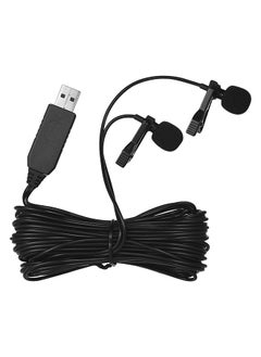 Andoer 6m/20ft USB Dual-head Lavalier Lapel Microphone Clip-on Omnidirectional Computer Mic for Windows Mac Video Audio Recording