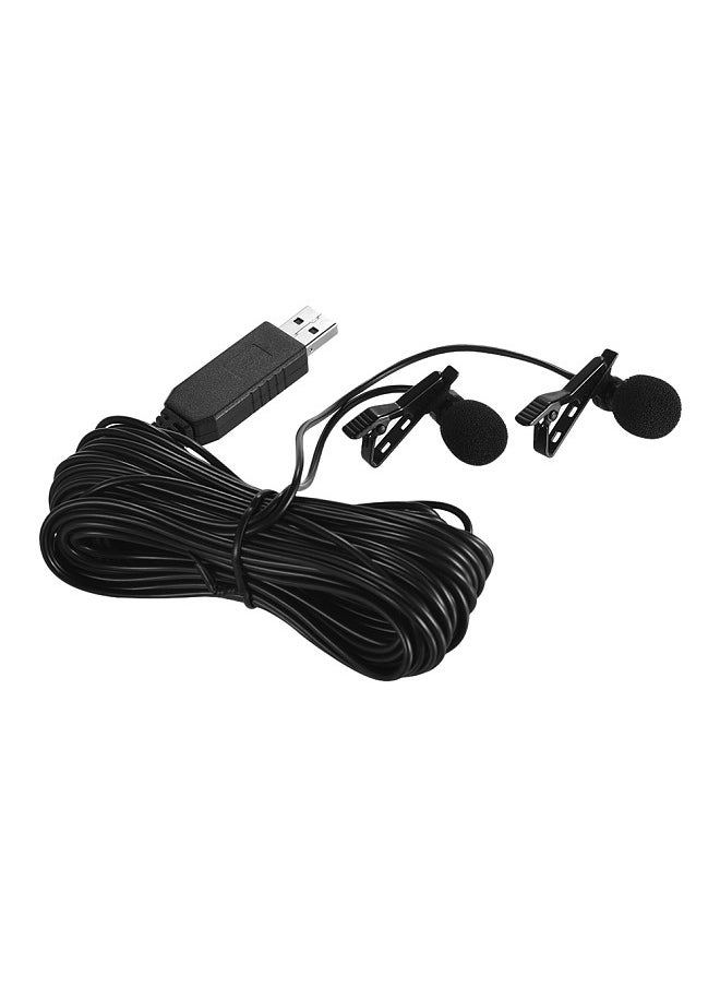 ANDOER - Andoer 6m/20ft USB Dual-head Lavalier Lapel Microphone Clip-on Omnidirectional Computer Mic for Windows Mac Video Audio Recording - Image 1