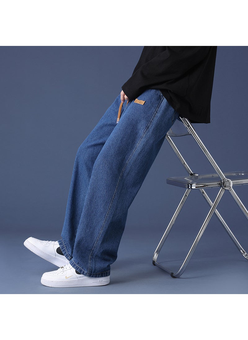 Generic Thickened Denim Jeans Men Autumn Winter Loose Straight Leg Long Pants Retro Casual Trousers Street Style K825 black  - Image 2