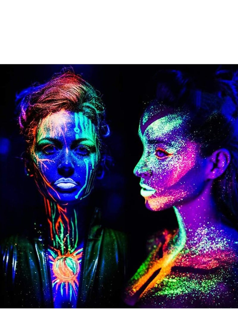 Captaintech Glow in the Dark Makeup, Face Body Paint Neon, Matte, and Glitter, 24 Colors Highly mented Eyeshadow Kit with 4 Brushes for New Year Non-Toxic & Smudgeproof - Image 3