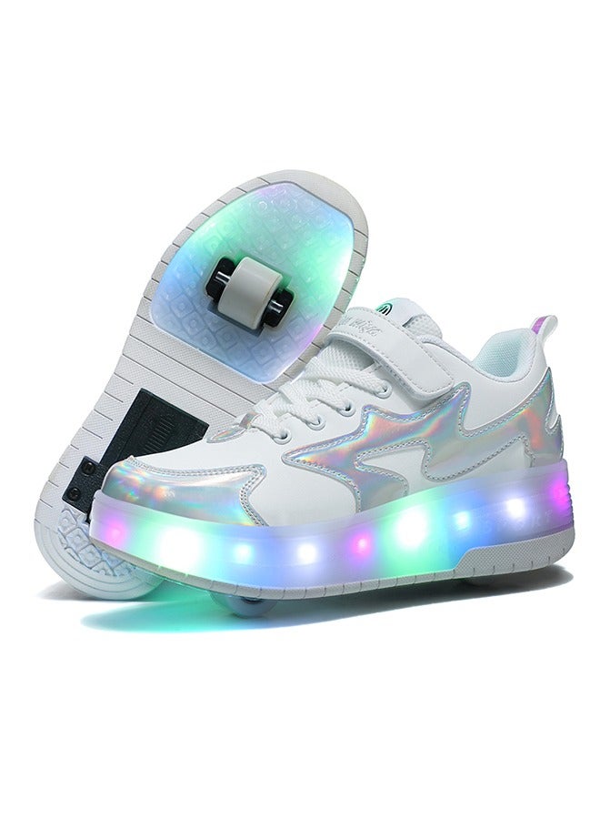 Loquat LED Flash Light Sneaker Skate Shoes with Wheels USB Charging Roller Skates Shoes for Kids - Image 1